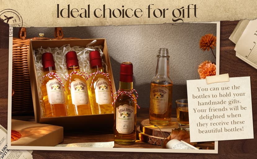 Empty Vanilla Jar for Homemade with Cap Vanilla Bottle for Gift Giving Wedding DIY Christmas Food Container Sauce Beans Tioncy 5 oz Vanilla Extract Bottles 16 Pcs Glass Bottle, Red B0CF1NP46Q