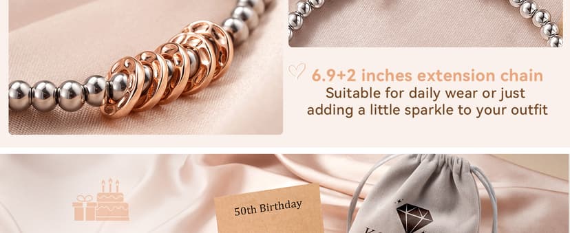 3 4 5 6 7 8 Decade Birthday Jewelry for Women Cool Happy Birthday Gift for 30 40 50 60 70 80 Year Old Women with Message Card Classy 30th-80th Birthday Gifts for Women, Rose Gold Charm Bracelet B0FH22JV4B