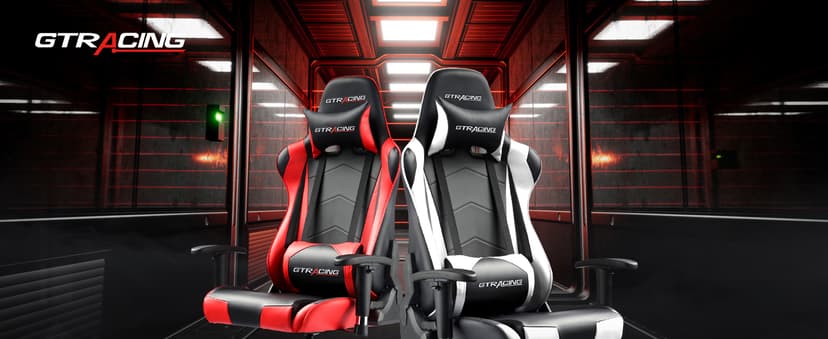 GTRACING Gaming Chair Racing Office Computer Ergonomic Video Game Chair Backrest and Seat Height Adjustable Swivel Recliner with Headrest and Lumbar Pillow Esports Chair (White)