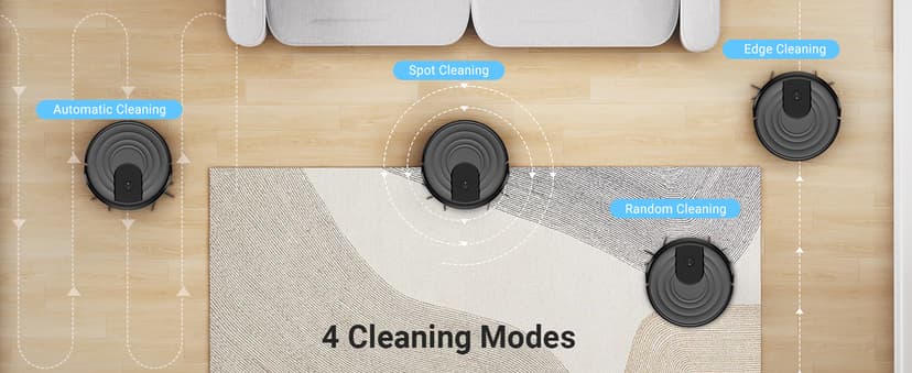 Robot Vacuum and Mop Combo, Robotic Vacuum Cleaner 5000Pa Strong Suction 130 Mins Runtime, Slim, Low Noise, Automatic Self-Charging, Wi-Fi/App/Alexa Control, Ideal for Hard Floor, Carpet, Pet Hair