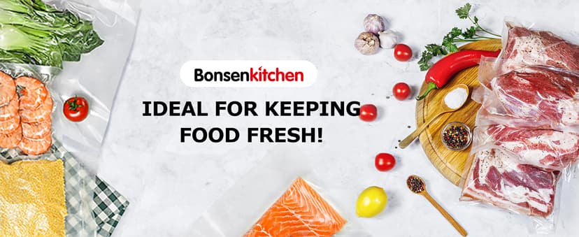 Bonsenkitchen Precut Vacuum Sealer Bags 200 Quart 8" x 12", BPA Free, Commercial Grade Textured Food Vacuum Sealer Bag, Thick Embossed Bags for Storage and Sous Vide Cooking VB3208