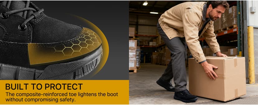 FREE SOLDIER Men's Durable Work Boots 6 Inches Lightweight Waterproof Hiking Boots Suede Leather Tactical Boots