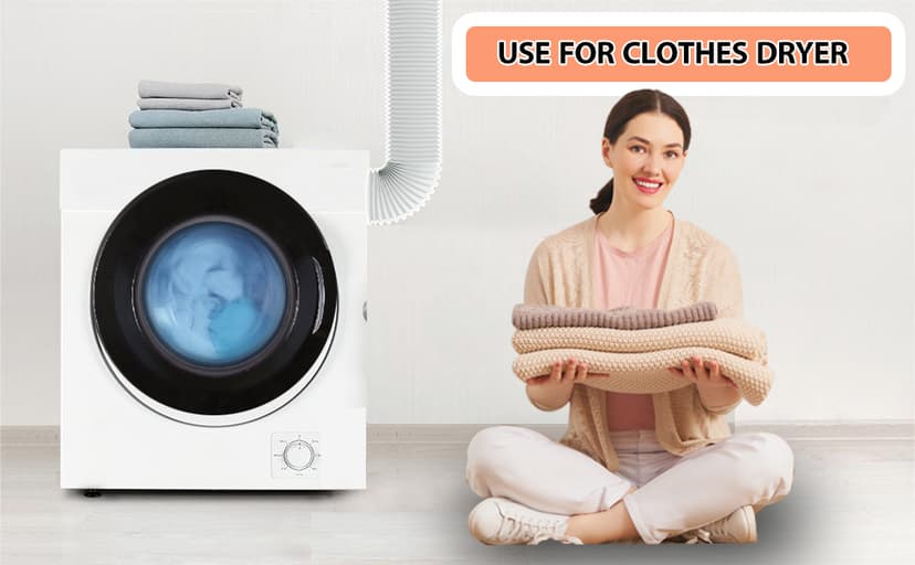 TEAIERXY 4 Inch 8ft Dryer Vent Hose, Flexible Insulated Air Ducting,Vent Hose PVC Aluminum Foil with 2 Clamps for HVAC Ventilation(White)