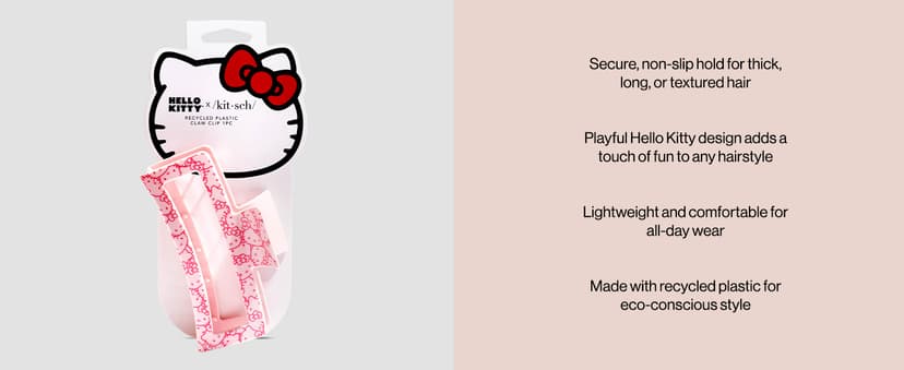Kitsch Hello Kitty Recycled Plastic Jumbo Claw Clip, Extra Large claw Clips for Thick Hair, Big Hair Clips for Thin Hair | Ideal Gifts for Women (1 Piece, Pink Kitty Faces)