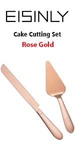 Cake Cutting Set for Wedding, Elegant Cake Knife and Server Set with Thickened Stainless Steel Rounded Edges, Cake Cutter Pie Spatula for Birthday Anniversary Christmas, 2 Pcs, Gold
