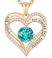 CDE Forever Love Heart Necklaces for Women, Wedding Anniversary, Birthday Mothers Day Christmas Day Gifts for Mom, Mother, Wife, friend, S925 Silver Jewelry with Birthstone Pendant