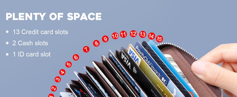 FurArt Zipper Wallet Women, RFID Blocking Credit Card Wallet, Business Card Holder, Compact Size KeyChain Wallet