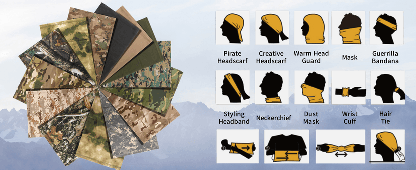 Volein Neck Gaiter Face Mask, Sun Cooling Dust Camouflage Face Shield, Reusable Washable Bandana