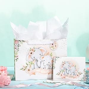 Loveinside Pink Gift Bag with Cross Design, Tissue Paper for Baby Girl Baptisms, Christenings, First Communions Religious Occasion- 10" x 5" x 13", 1 Pcs