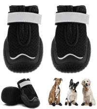 Hcpet Dog Shoes, Dog Boots & Paw Protectors for Winter Snowy Days, Rainy Weather, Outdoor Anti-Slip Sole Dog Booties for Hardwood Floor Black-Leg 1
