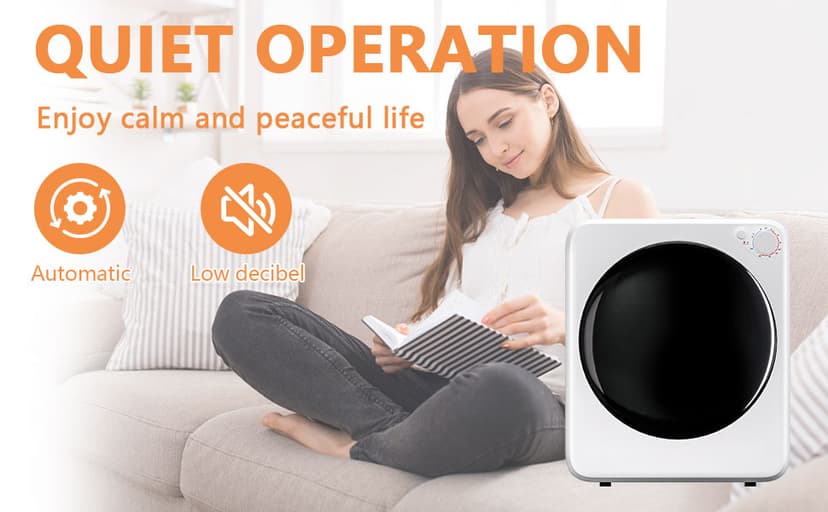 DOGHLY 120V Portable Electric Clothes Dryer, 800W Compact Laundry Dryer, Easy Control, 1.6 Cu.Ft Front Load Stainless Steel Electric Dryers Machine with Simple Control Knob for Apartment, RV, Dorm