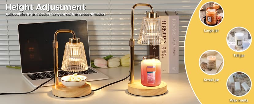 Candle Warmer Lamp with Timer Dimmable, Birthday Gifts for Women Mom, House Warming Gifts New Home Decor, Wax Melt Warmer for Jar Candles with 2 Bulbs