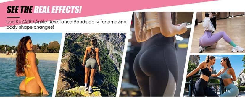 Ankle Resistance Bands with Cuffs, Ankle Weights Bands for Working Out, Women Leg and Glutes Workout Equipment, Exercise Bands for Kickbacks, Butt and Booty Trainer, Home Gym Fitness Equipment