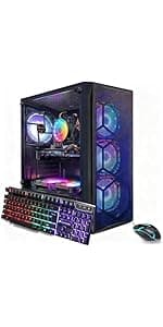STGAubron Gaming PC Desktop Computer, Intel Core I7 up to 3.9 GHz, Radeon RX 580 8G, 16G RAM, 512G SSD, WiFi, Bluetooth 5.0, RGB Fan x6, RGB BT Sound Bar, Windows 10 Home