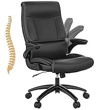 Youhauchair Mesh Office Chair, Ergonomic Home Office Desk Chairs with Flip-up Arms and Lumbar Support, Height Adjustable, Black
