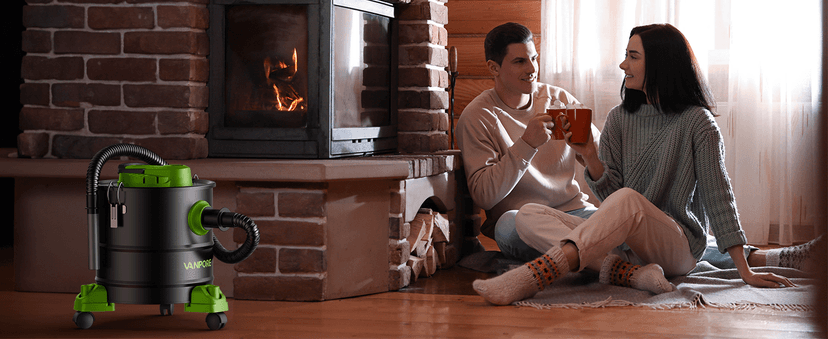 VANPORE Ash Vacuum Cleaner 5.2 Gallon with 1200w Suction Power&Wheeled Base, Ash Vacuum for Pellet Stoves, Fireplaces, Grill, Wood Stove, Fire Pits,Green