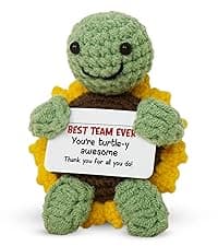 OASSIE Christmas Appreciation Gifts for Employee - Positive Turtle Crochet with Message Card - Thank You Birthday Team Stocking Stuffers Gifts for Coworkers Women Men, Office Desk Accessories Decor