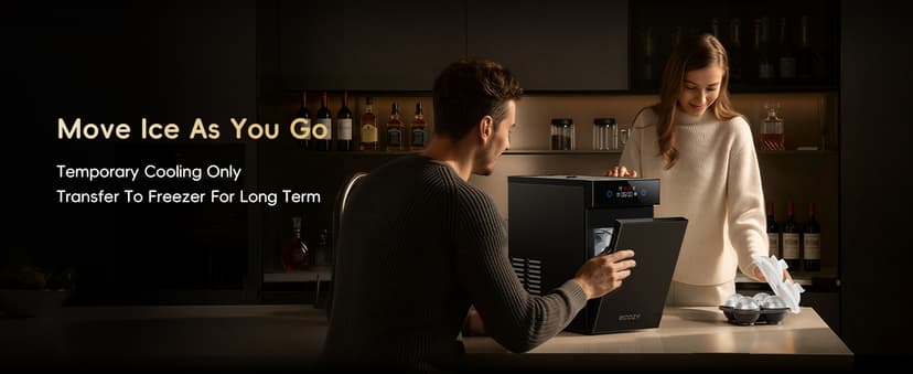 ecozy 2.1" Clear Ice Ball Maker Countertop with CrystalFlux Technology, Minimal Footprint Sphere Ice Maker with 8H Timer, 1 pc in 30 Mins, 48 pcs/Day, Self-Cleaning for Home Bar Whiskey & Bourbon