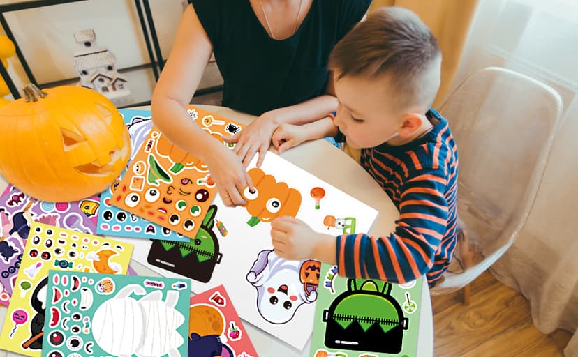 Halloween Party Favors - DIY Crafts Stickers for Kids - Kids Halloween Decorations Gifts Activities Party Supplies(24 Sheets)