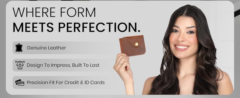 TheAntiq Brown Leather Card Holder Minimalist Wallet Handmade - Slim Credit Card Case with Button Closure - Compact Leather Card Case Holds Up to 4 Cards - Front Pocket Wallet for Men & Women