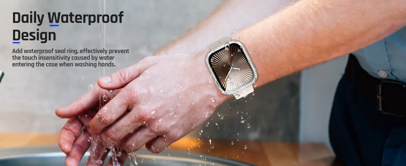 Goton 2 in 1 Waterproof Case Compatible for Apple Watch Series 11/10 Screen Protector 46mm, 360 Protective Glass Face Cover Hard PC Bumper + Back Frame for iWatch Accessories 46 mm