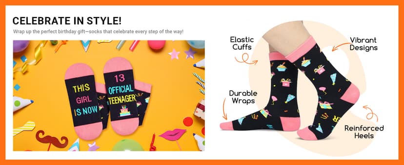 HAPPYPOP Official Teenager Girl Birthday Gifts - 13 Year Old Teen Girls Sock Gifts