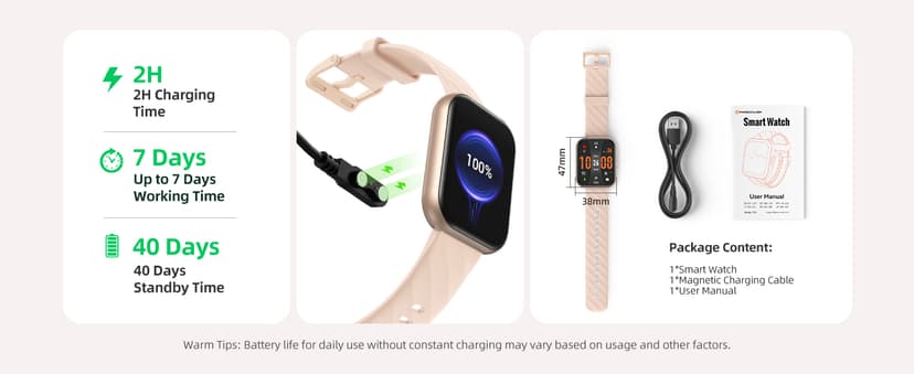 Parsonver Parsonver Smart Watch, 5ATM Waterproof Swimming Watch, Fitness Activity Tracker with 110+ Sports Modes, Heart Rate/Sleep/SpO2/Calories Monitor, Pedometer, Fitness Watch for Android & iPhone, Rose Gold