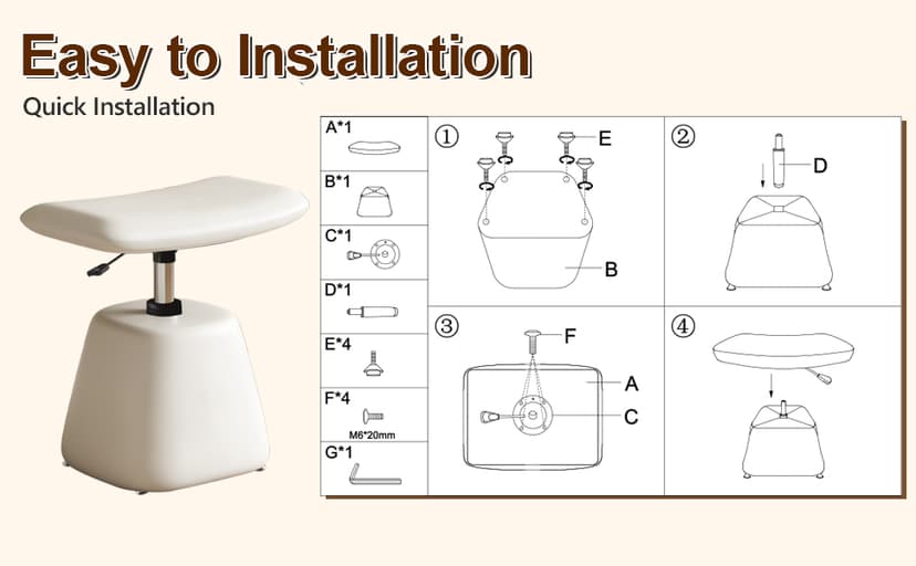 Modern Small Vanity Chair with Armless for Small Space, Entryway, Cute Swivel Makeup Chair with Adjustable Height, PU Leather Upholstered Home Office Desk Chair for Living Room, Bedroom, Vanity