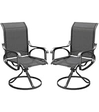 Patio Swivel Chairs Set of 4, All Weather Outdoor Rocking Chair with Textilene Breathable Back, Metal Frame, Patio Dining Chair for Backyard, Garde, Porch and Deck (4, Dark Brown)