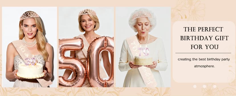 Sweet 16 Birthday Party Decorations for Girls, Sweet 16 Sash and Tiara, Cake Toppers, Number Candles and Balloons, 16th Birthday Gifts for Girls