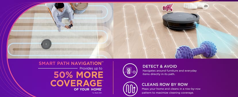 Shark Navigator Robot Vacuum and Self-Empty Base with Bagless 60-Day Capacity Self-Empty Base, SmartPath Navigation, Powerful Pet Hair Pickup, Anti-Hair Wrap, For Carpets & Hard Floors, Grey, RV2120AE