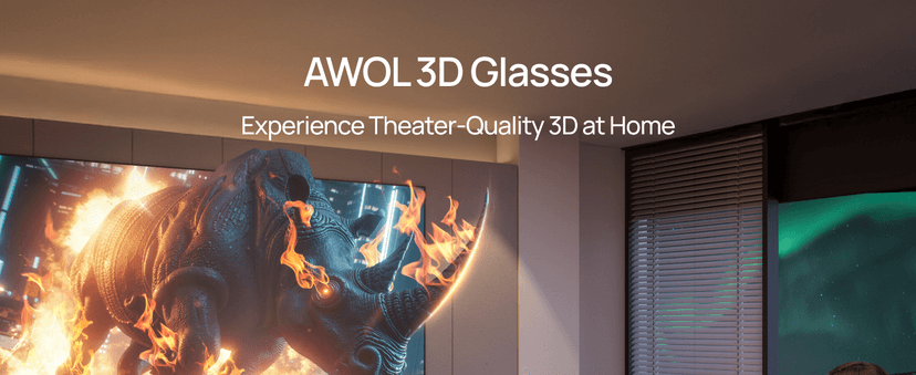 AWOL VISION DLP Link 3D Glasses, Rechargeable Active Shutter Eyewear Compatible with AWOL VISION LTV-3000 Pro and LTV-3500 Pro, Vanish TV & Other DLP-Link 3D projectors (2 Packs)