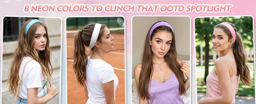8 Pcs Headbands for Women Girls: Stocking Stuffers Gift for Her Fashion Neon Hair Accessories Head Bands for Women Stretchy Soft hairband Valentines Day Gf Christmas Gifts Easter Basket Stuffers