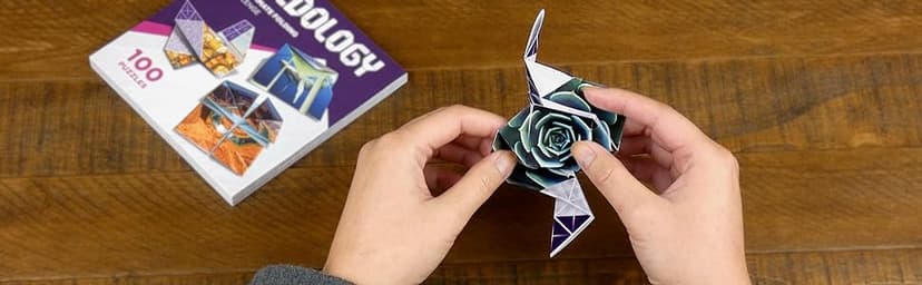 FOLDOLOGY - The Origami Puzzle Game! Brain Teasers for Tweens, Teens & Adults | Travel Game, Hands-On STEM Toy, Stocking Stuffer, Gift for Ages 10+ | Fold the Paper, Complete the Picture | 100 Puzzles