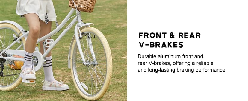 Glerc 20 24 26 Inch Beach Cruiser Bike, 6-Speed Hybrid City Bicycle for Girls Youth and Over 6 Years Old, Missy Bike with Wicker Basket & Lightweight, Multiple Colors