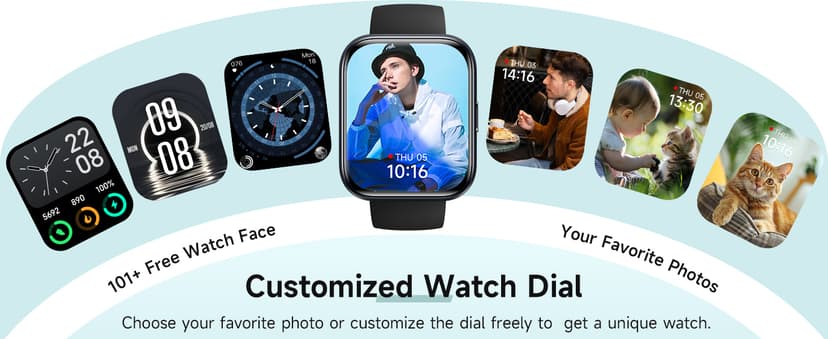 Smart Watch for Men Women, 1.8" Fitness Tracker for Android & iPhone, Answer/Make Calls, Alexa Built-in, Heart Rate/Sleep/SpO2 Monitor Smartwatch, IP68 Waterproof Watches 101+ Sport Modes, 2 Bands