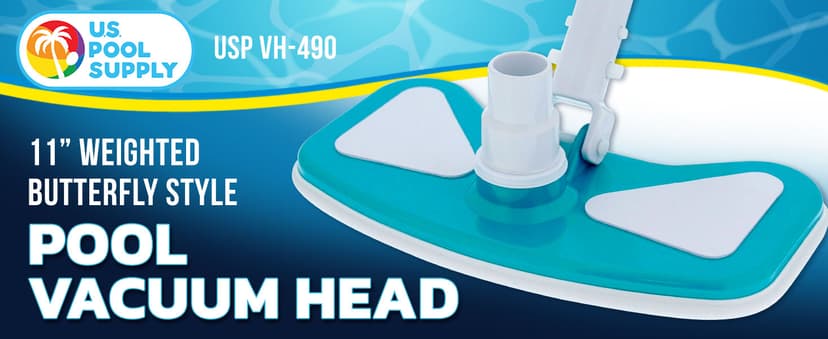 U.S. Pool Supply 11" Weighted Butterfly Pool Vacuum Head, 1-1/4" or 1-1/2" Swivel Hose Connection - Cleans Floor Debris - Safe for Vinyl Lined Pools