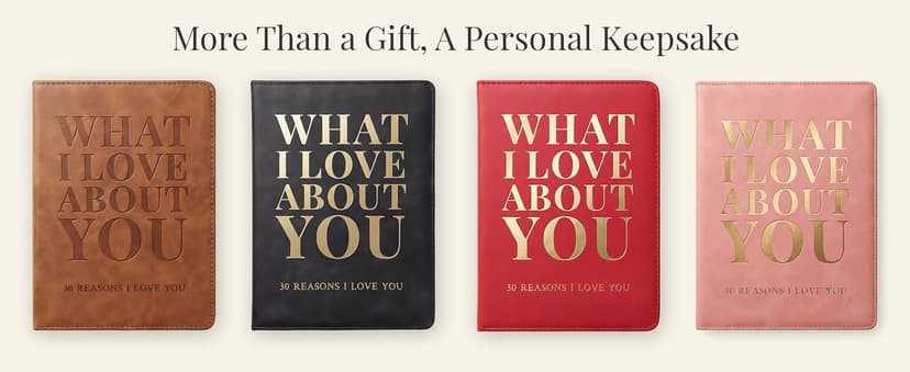 What I Love About You Leather Book – 30 Reasons Why I Love You, Fill-In-The-Blank Journal for Him & Her, Romantic Couples Keepsake (Brown)