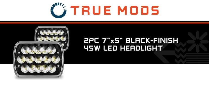 TRUE MODS 7x6 5x7 H6054 Black LED Headlights H4 Sealed Beam Replacement Lamp for Jeep Wrangler YJ Cherokee XJ Chevy Express Blazer S10 Van GMC Savana Ford Econoline E150 Nissan D21 Toyota Pickup Truck