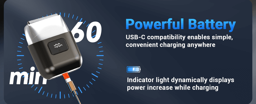 Electric Foil Shavers for Men: Mini Electric Razor with 3 Floating Blades, LED Display, Dual Speed - IPX7 Waterproof Wet/Dry Cordless Razor, USB Fast Charging, Travel Lock