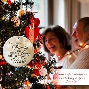 50th Wedding Anniversary Ornament - Ceramic Christmas Ornament Gift for Couple, Parents, Friend - 50th Anniversary Present Holiday Decoration