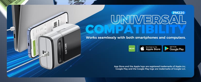 Nelko Label Maker Machine with Tape, PM220 Bluetooth Label Printer, 2 Inch Portable Thermal Printer for Small Business, Address, Logo, Clothing, Sticker Printer for iOS, Android & PC, White