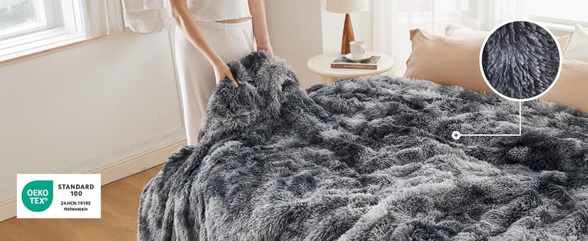 Bedsure GentleSoft Fluffy Fuzzy Faux Fur Throw Blanket for Couch, Soft Sherpa Fleece Cozy Gifts for Women, Plush Bed Blanket Christmas Room Decor for Men, Thick Warm Minky Teen Gifts Winter Bedding
