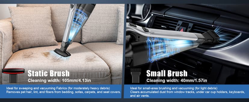 SAKOLD Car Vacuum Handheld Vacuum Cordless with Powerful Suction, Type-C Charge, 2 Suction Modes, 6-in-1 Portable Mini Vacuum for Home, Car, Office Desk, Keyboards