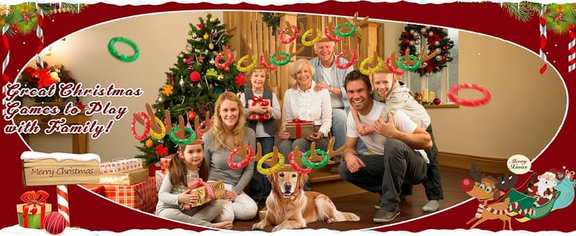 Christmas Games Decorations, Inflatable Reindeer Antler Ring Toss Game, Stocking Stuffers for Men Women Kids Teens Adults, Christmas Party Games Fun Xmas Gifts Carnival Holiday Family