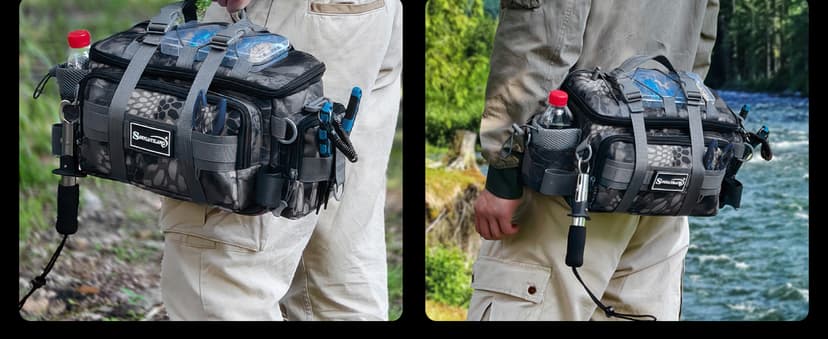 Sougayilang Fishing Tackle Bags with 3600 Tackle Tray - Fishing Tackle Storage Bags for Saltwater or Freshwater Fishing Gear - Padded Shoulder Strap - Tackle Box Bag Fishing Bag(Green)