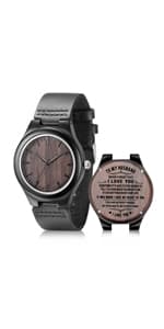 UMIPHIMAT Engraved Wooden Watches for Men - Customized Wood Wrist Watches for Husband Boyfriend Dad Son