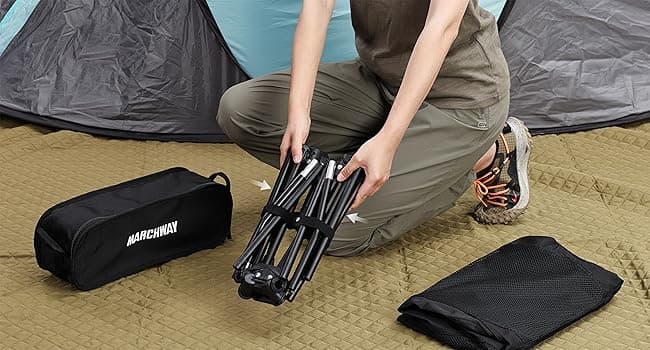 MARCHWAY Lightweight Folding High Back Camping Chair with Head Support, Stable Portable Compact for Outdoor Camp, Travel, Beach, Picnic, Festival, Hiking, Backpacking (Highback Khaki)