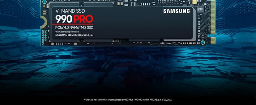 Samsung 990 PRO SSD 1TB PCIe 4.0 M.2 2280 Internal Solid State Hard Drive, Seq. Read Speeds Up to 7,450 MB/s for High End Computing, Gaming, and Heavy Duty Workstations, MZ-V9P1T0B/AM