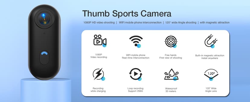 FOUKWAKC H7 64GB 1080P Thumb Action Camera, Mini Body Cameras, Wearable Pocket Vlogging Camera with Magnetic Lanyard, Small Portable Body Cam Helmet Cam for Work, Cycling, Travel, Pet Walking